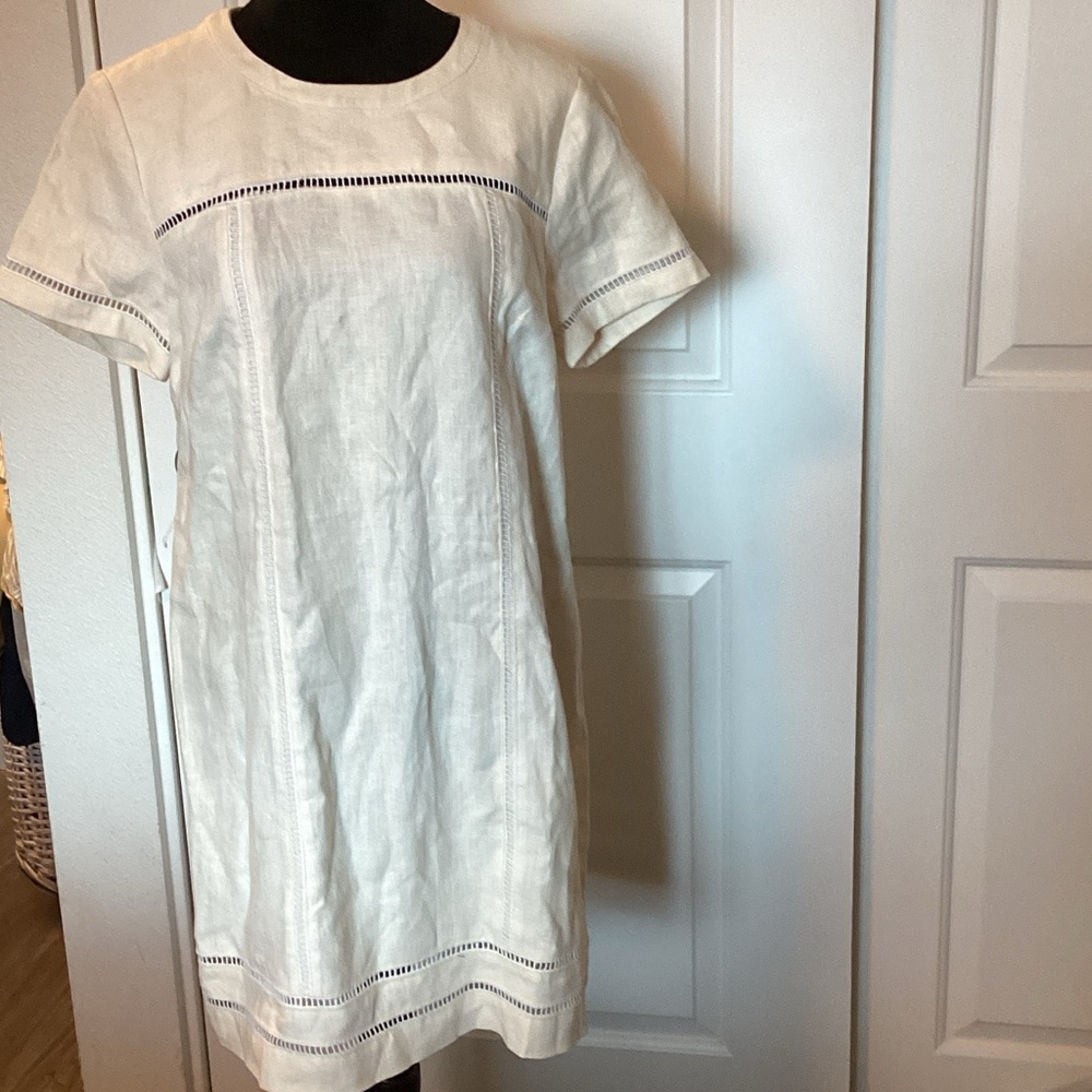 Michael Michael Kors Elegant Linen Short Sleeve Dress L